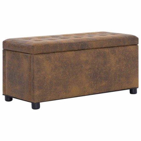  Pouf de rangement 87,5 cm Marron Similicuir daim alsavelo 