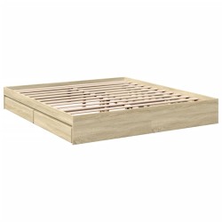  Cadre de lit avec tiroirs sans matelas chêne sonoma 180x200 cm alsavelo 