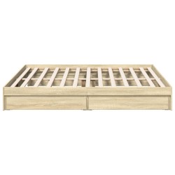  Cadre de lit avec tiroirs sans matelas chêne sonoma 180x200 cm alsavelo 