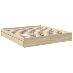  Cadre de lit avec tiroirs sans matelas chêne sonoma 180x200 cm alsavelo 
