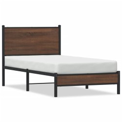  Cadre de lit en métal sans matelas chêne marron 75x190 cm alsavelo 
