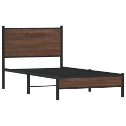  Cadre de lit en métal sans matelas chêne marron 75x190 cm alsavelo 