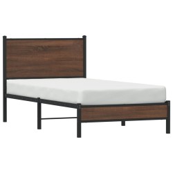  Cadre de lit en métal sans matelas chêne marron 75x190 cm alsavelo 