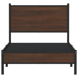  Cadre de lit en métal sans matelas chêne marron 75x190 cm alsavelo 