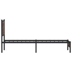  Cadre de lit en métal sans matelas chêne marron 75x190 cm alsavelo 