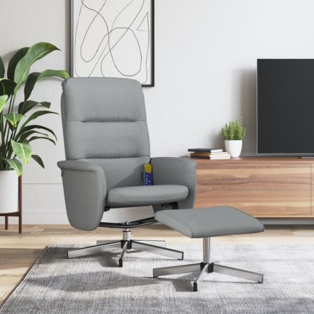  Fauteuil inclinable de massage et repose-pied gris clair tissu alsavelo 