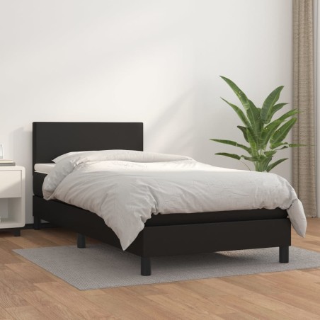  Sommier à lattes de lit avec matelas Noir 90x190 cm Similicuir alsavelo 