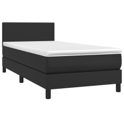  Sommier à lattes de lit avec matelas Noir 90x190 cm Similicuir alsavelo 