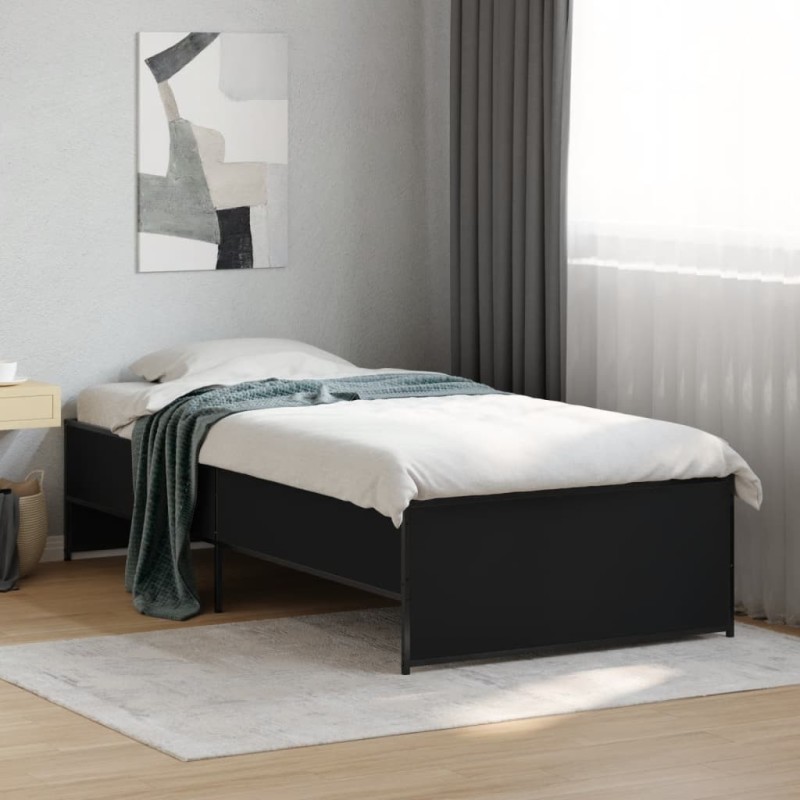 Cadre de lit sans matelas noir 90x190 cm alsavelo Cadre de lit sans matelas noir 90x190 cm alsavelo