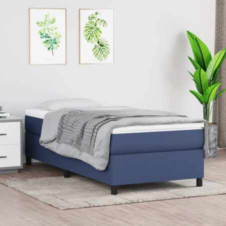  Cadre de lit sans matelas bleu 90x190 cm tissu alsavelo 