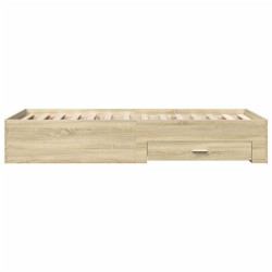  Cadre de lit avec tiroirs sans matelas chêne sonoma 100x200 cm alsavelo 