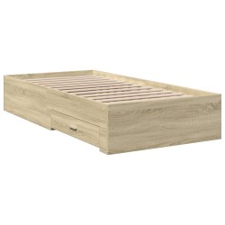  Cadre de lit avec tiroirs sans matelas chêne sonoma 100x200 cm alsavelo 