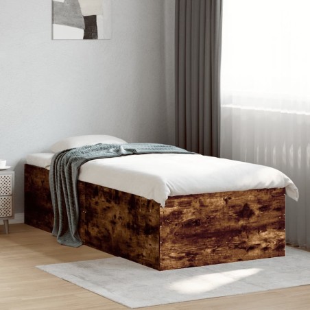 Cadre de lit sans matelas chêne fumé 90x190 cm alsavelo 