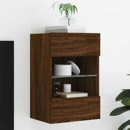  Meuble TV mural avec lumières LED chêne marron 40x30x60,5 cm alsavelo 