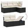  Salon de jardin 5 pcs avec coussins noir résine tressée alsavelo 