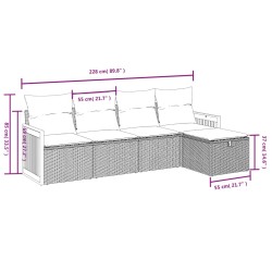  Salon de jardin 5 pcs avec coussins noir résine tressée alsavelo 