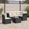  Salon de jardin 6 pcs avec coussins noir résine tressée alsavelo 