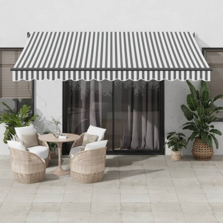  Auvent manuel rétractable anthracite et blanc 400x350 cm alsavelo 