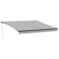  Auvent manuel rétractable anthracite et blanc 400x350 cm alsavelo 