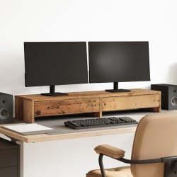 Support de moniteur avec tiroirs vieux bois bois d'ingénierie 