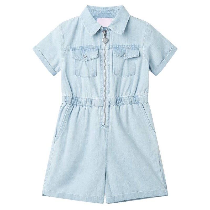 Combinaison enfants avec manches courtes bleu doux 128 alsavelo 