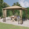 Tonnelle avec parois et toit double 3x3 m Taupe 