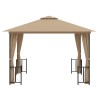 Tonnelle avec parois et toit double 3x3 m Taupe 