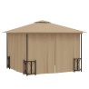 Tonnelle avec parois et toit double 3x3 m Taupe 