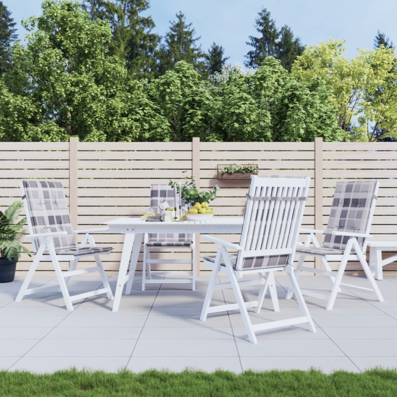 Coussins de chaise jardin à dossier haut lot de 4 carreaux gris 