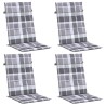 Coussins de chaise jardin à dossier haut lot de 4 carreaux gris 