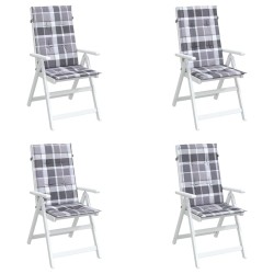 Coussins de chaise jardin à dossier haut lot de 4 carreaux gris 