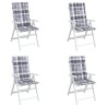 Coussins de chaise jardin à dossier haut lot de 4 carreaux gris 