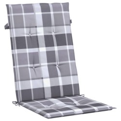 Coussins de chaise jardin à dossier haut lot de 4 carreaux gris 