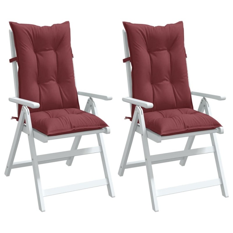 Coussins de chaise dossier haut lot de 2 rouge bordeaux mélangé 