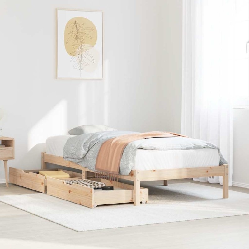Cadre de lit sans matelas 75x190 cm bois de pin massif 