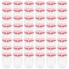48 pcs Pots à confiture Couvercle blanc et rouge Verre 230 ml 