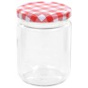 48 pcs Pots à confiture Couvercle blanc et rouge Verre 230 ml 