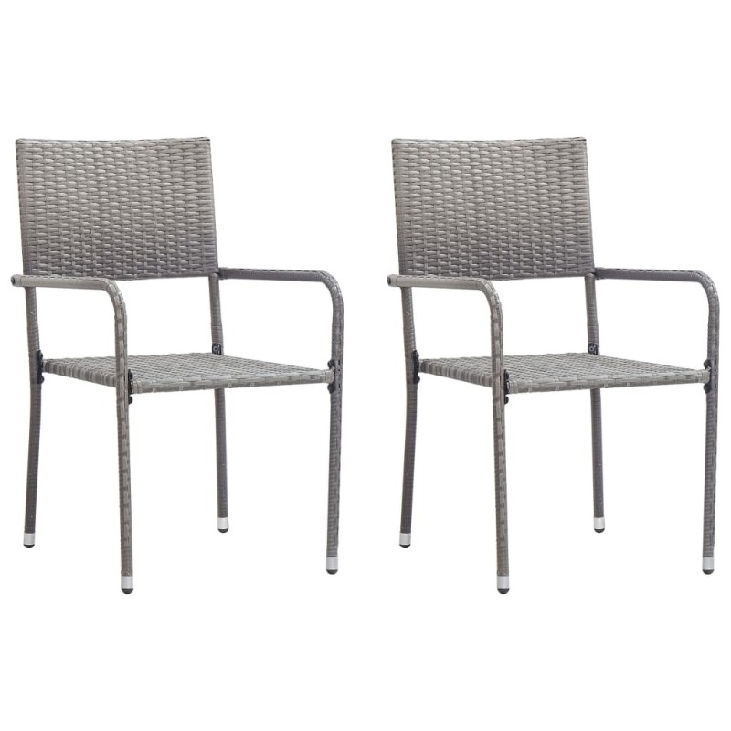 Chaise à dîner de jardin empilable lot de 2 gris résine tressée 