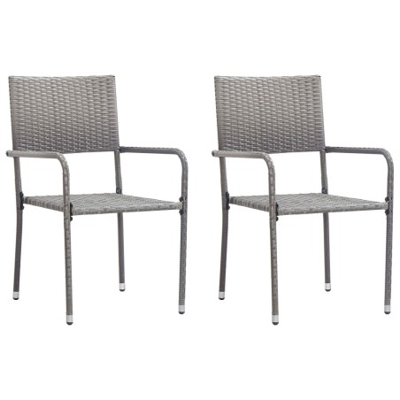 Chaise à dîner de jardin empilable lot de 2 gris résine tressée 