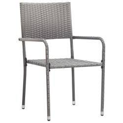 Chaise à dîner de jardin empilable lot de 2 gris résine tressée 