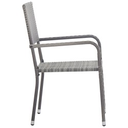 Chaise à dîner de jardin empilable lot de 2 gris résine tressée 