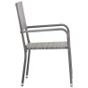 Chaise à dîner de jardin empilable lot de 2 gris résine tressée 