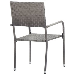 Chaise à dîner de jardin empilable lot de 2 gris résine tressée 