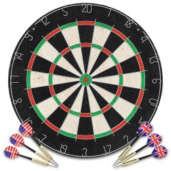 Jeu de cibles professionnel en sisal avec 6 fléchettes 