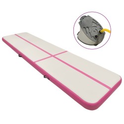 Tapis gonflable de gymnastique avec pompe 800x100x15cm PVC Rose 