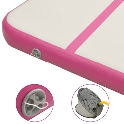 Tapis gonflable de gymnastique avec pompe 800x100x15cm PVC Rose 
