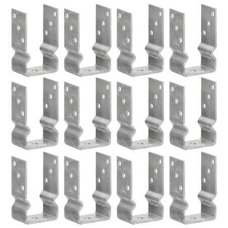 Piquets de clôture 12 pcs argenté 8x6x15 cm acier galvanisé 