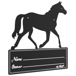 Plaque signalétique d’écurie noir acier 