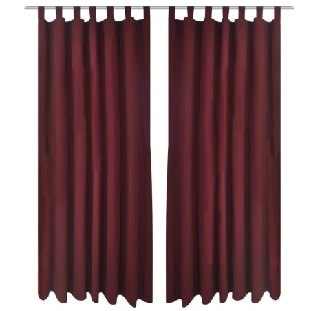 2 pcs Rideau à Passant Micro Satin Bordeaux 140 x 245 cm 