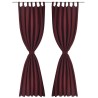 2 pcs Rideau à Passant Micro Satin Bordeaux 140 x 245 cm 
